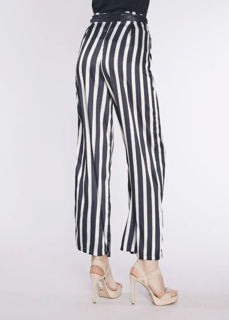 Pantalone palazzo in raso a righe