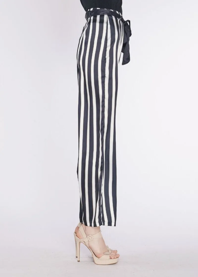 Pantalone palazzo in raso a righe