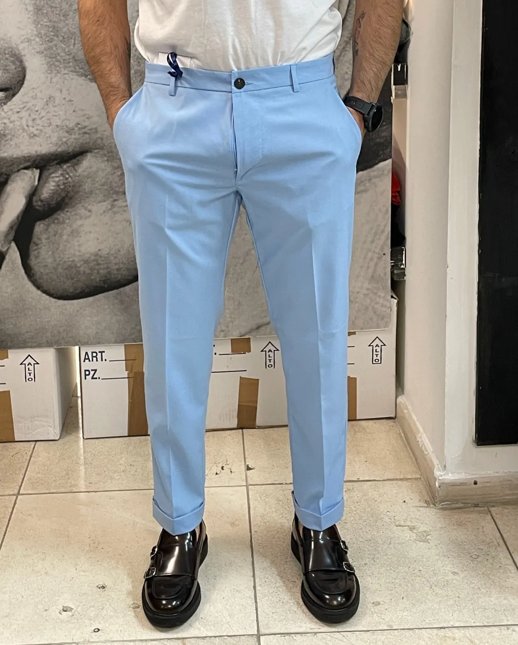 Pantalone uomo capri NAPOLI azzurro cielo