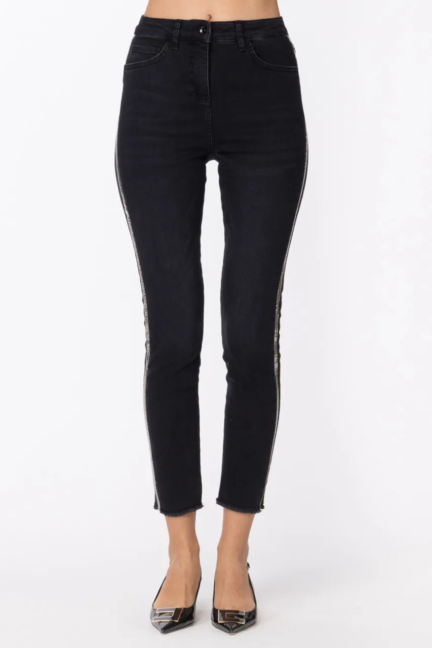 Pantaloni a sigaretta Black Stone Wash