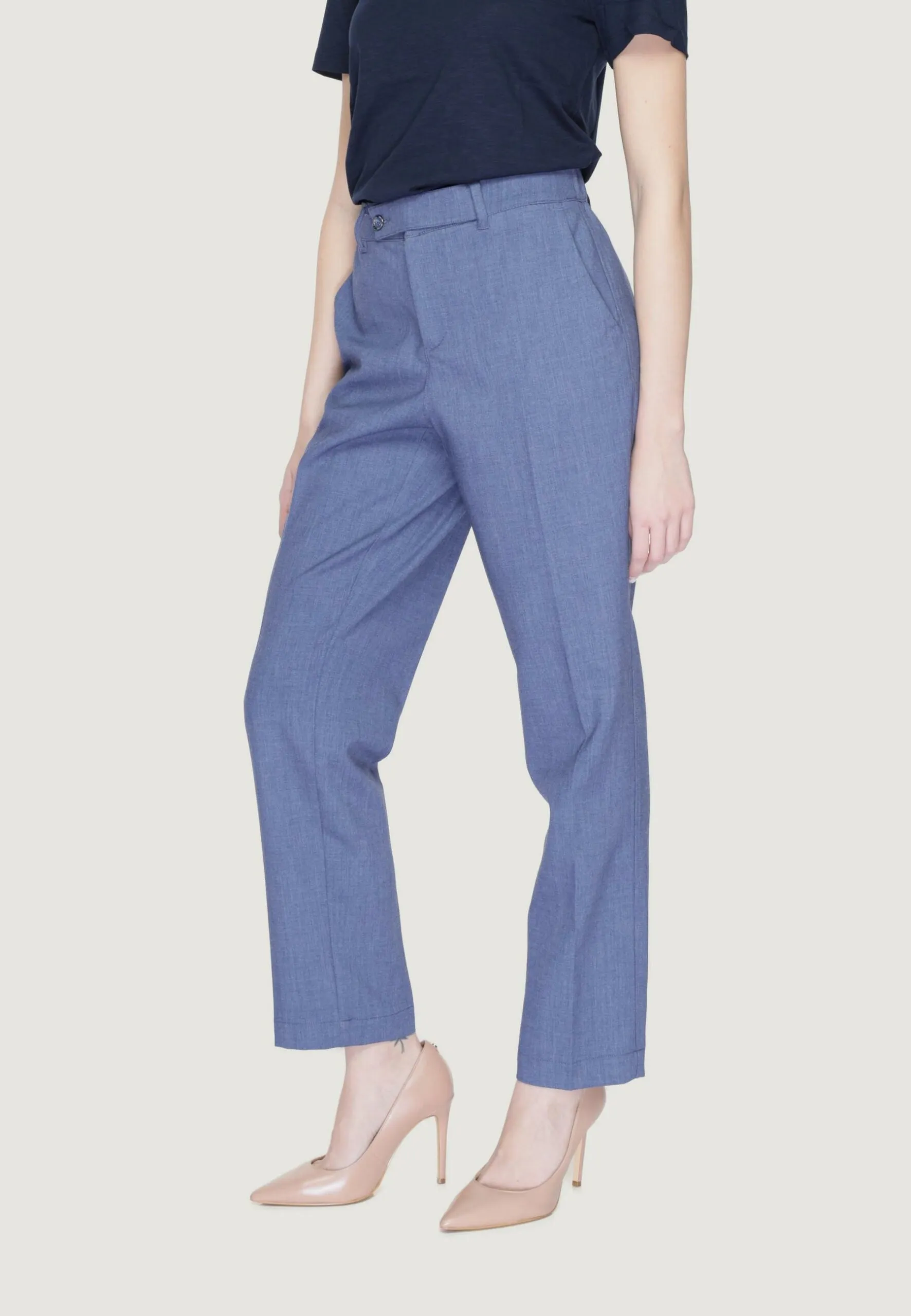 Pantaloni a sigaretta Street One Set_Chino belt flap Blu
