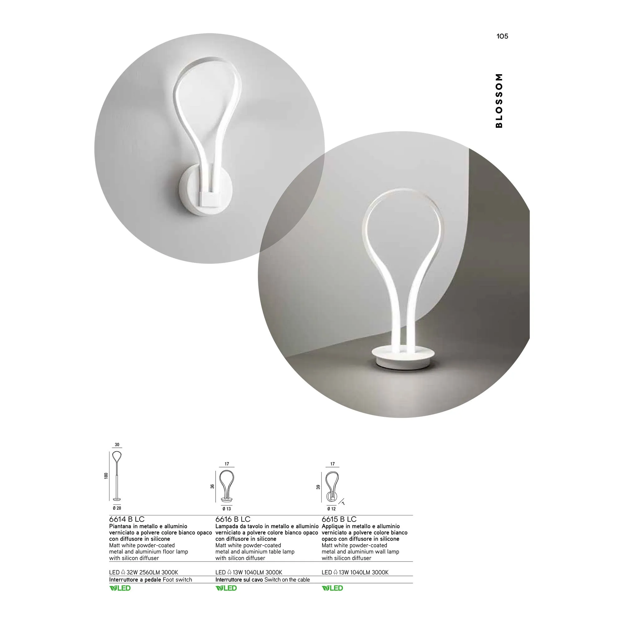 Perenz  Lampada da tavolo a LED in stile moderno minimalista in metallo Blossom - 13W - 3000k Luce Calda
