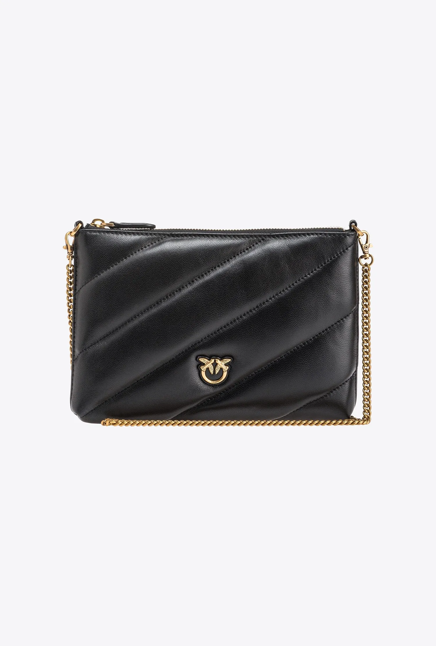 PINKO - FLAT BAG ORO NAPPA TRAPUNTATA NERO