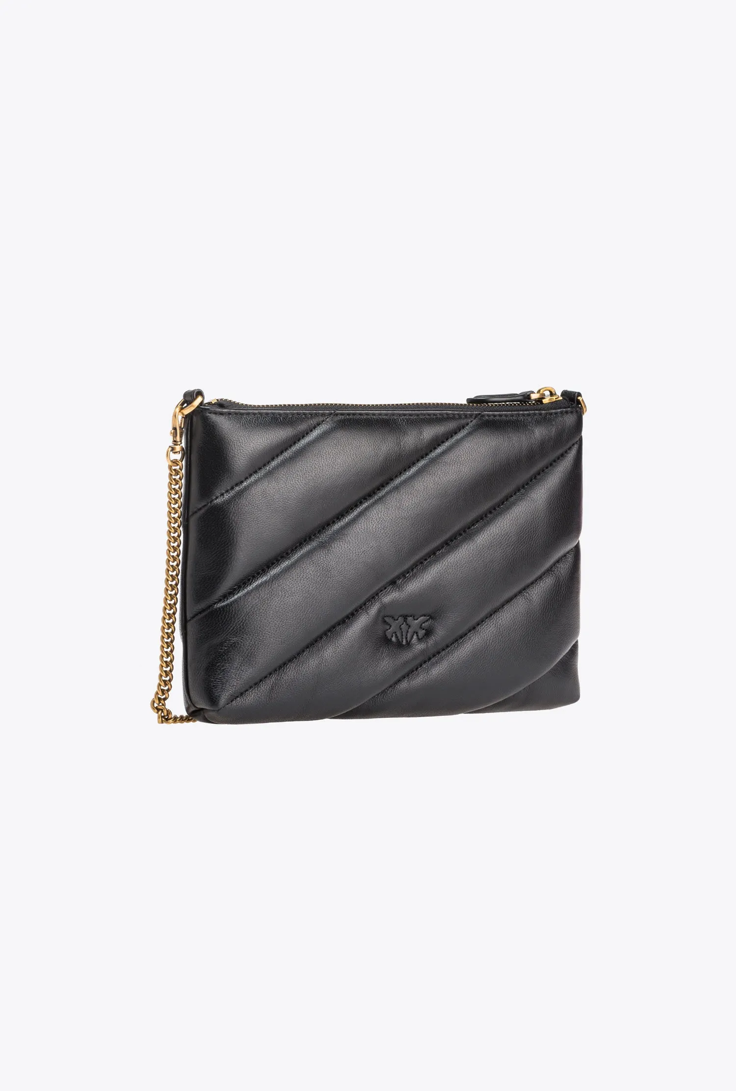 PINKO - FLAT BAG ORO NAPPA TRAPUNTATA NERO