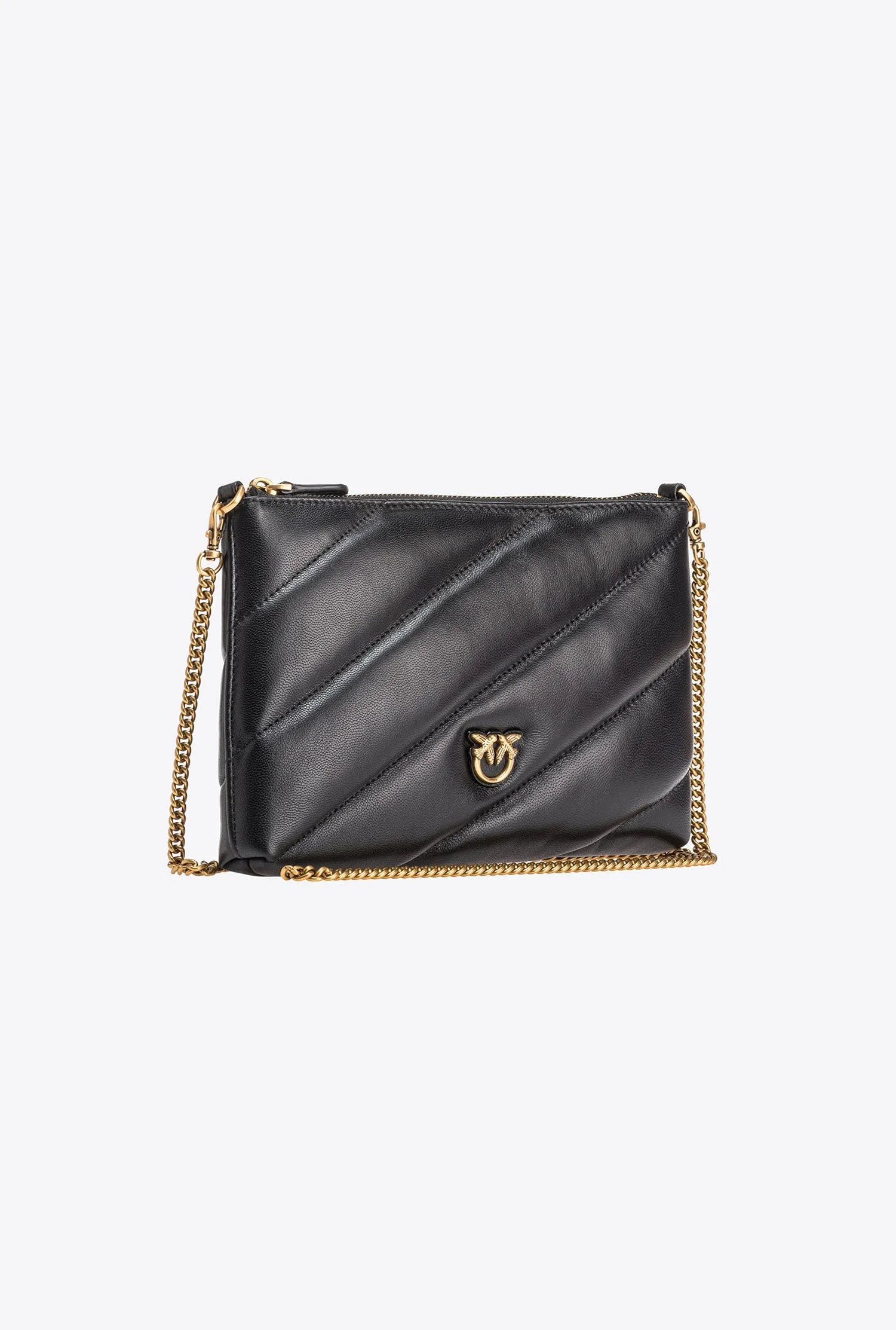 PINKO - FLAT BAG ORO NAPPA TRAPUNTATA NERO