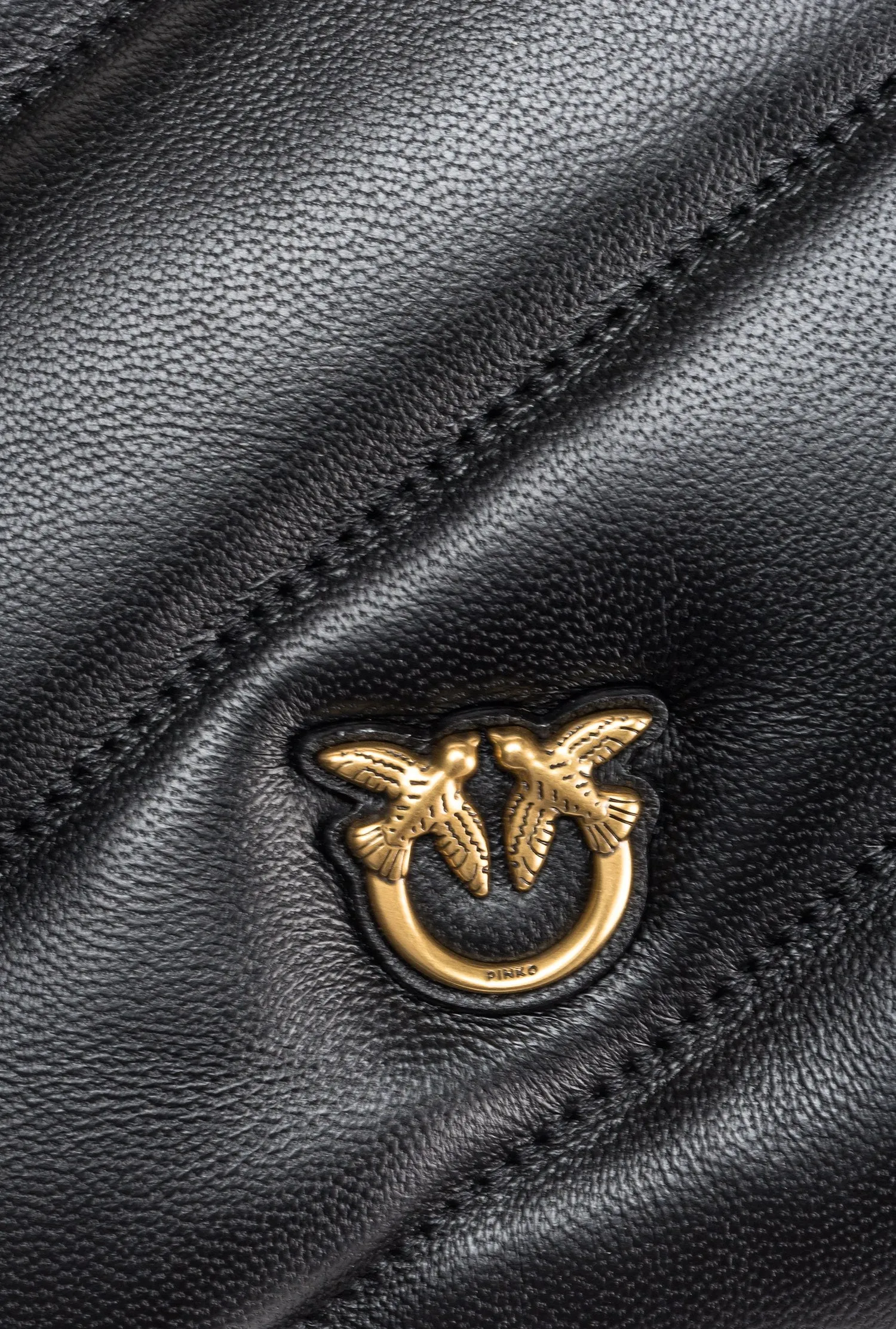 PINKO - FLAT BAG ORO NAPPA TRAPUNTATA NERO