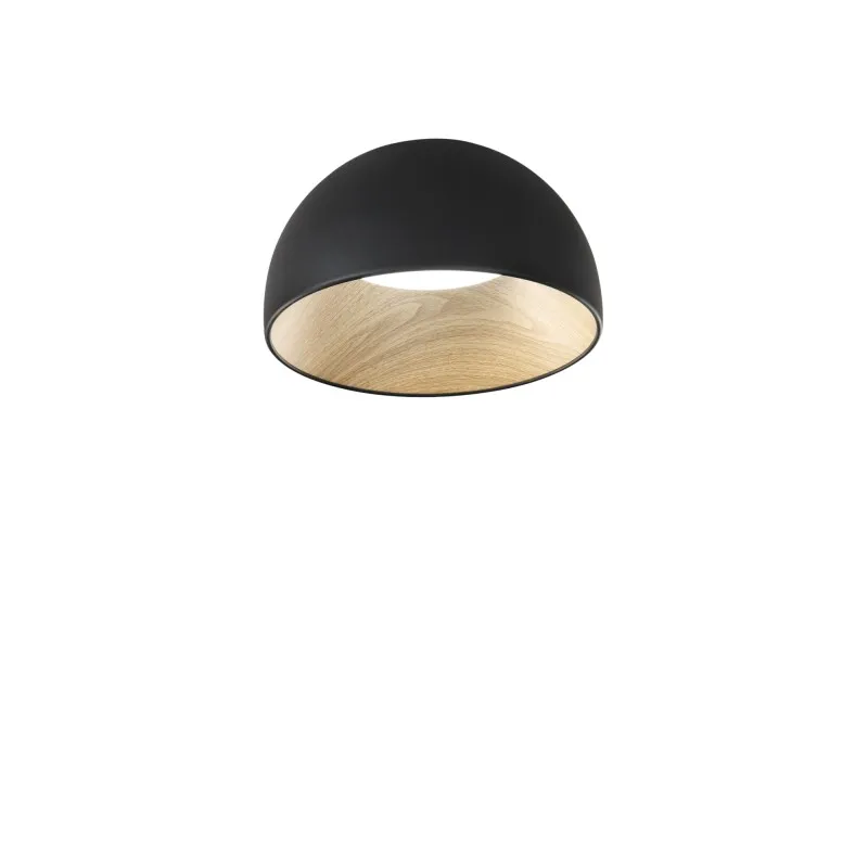 Plafoniera design contemporaneo in metallo forma sferica Effetto Legno Oro29x50 cm