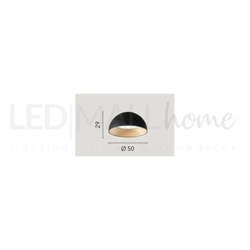 Plafoniera design contemporaneo in metallo forma sferica Effetto Legno Oro29x50 cm