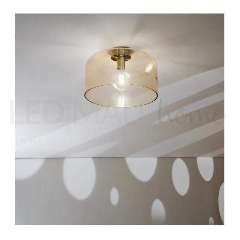Plafoniera in vetro soffiato Ambra 1Xe27 35X23X9Cm