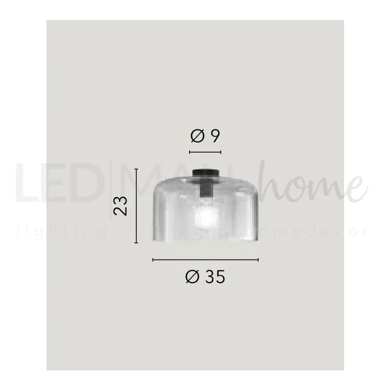 Plafoniera in vetro soffiato Ambra 1Xe27 35X23X9Cm