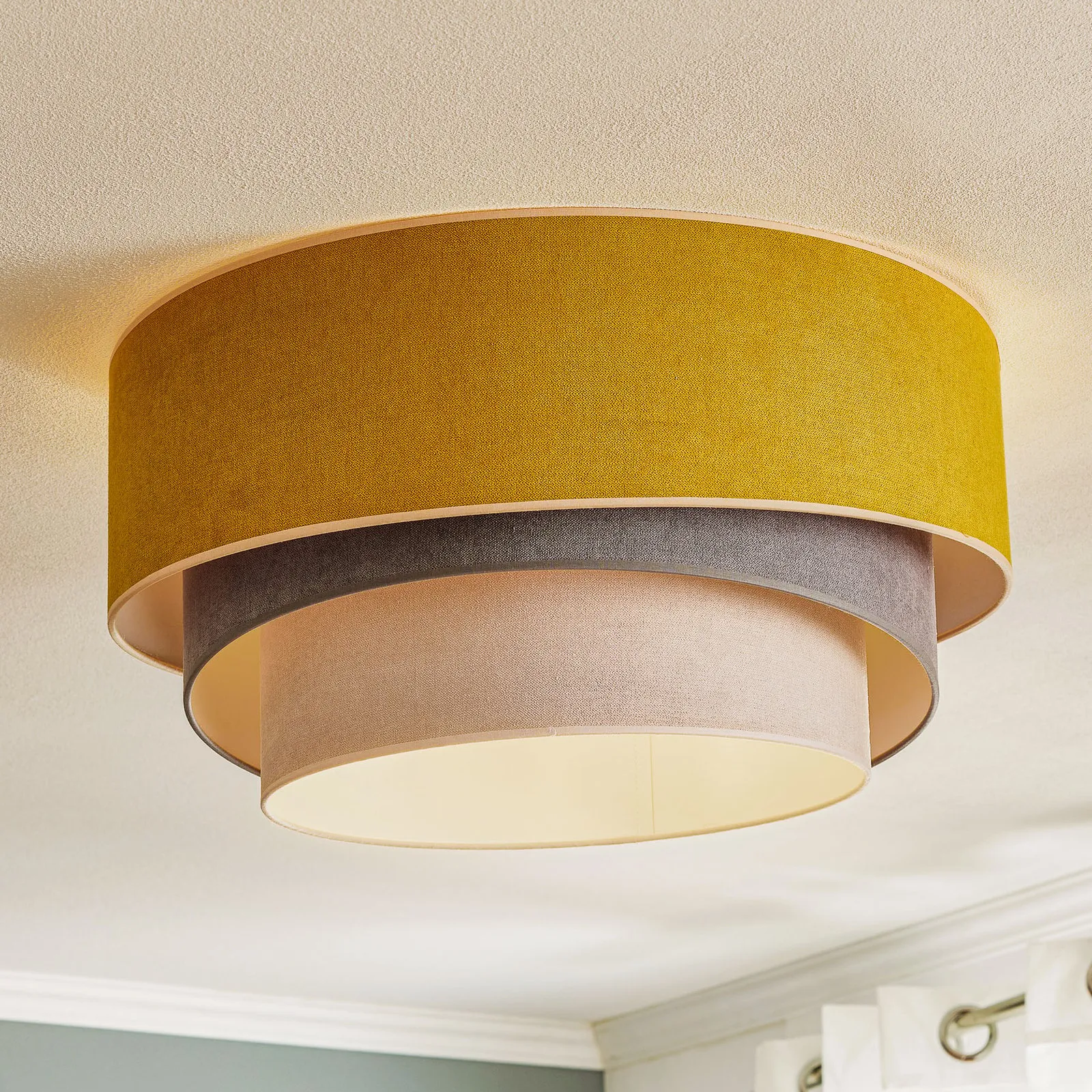 Plafoniera Pastel Trio Ø 60 cm senape/grigio/ grigio chiaro
