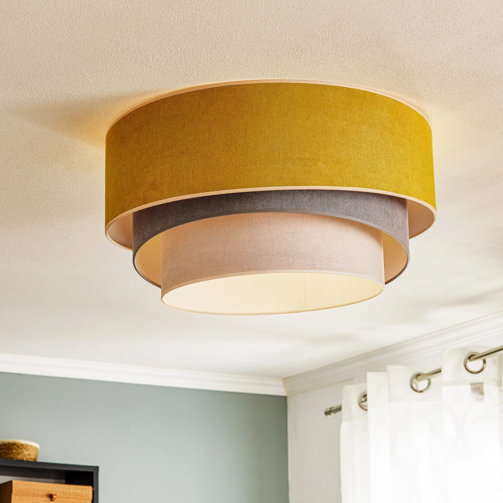 Plafoniera Pastel Trio Ø 60 cm senape/grigio/ grigio chiaro