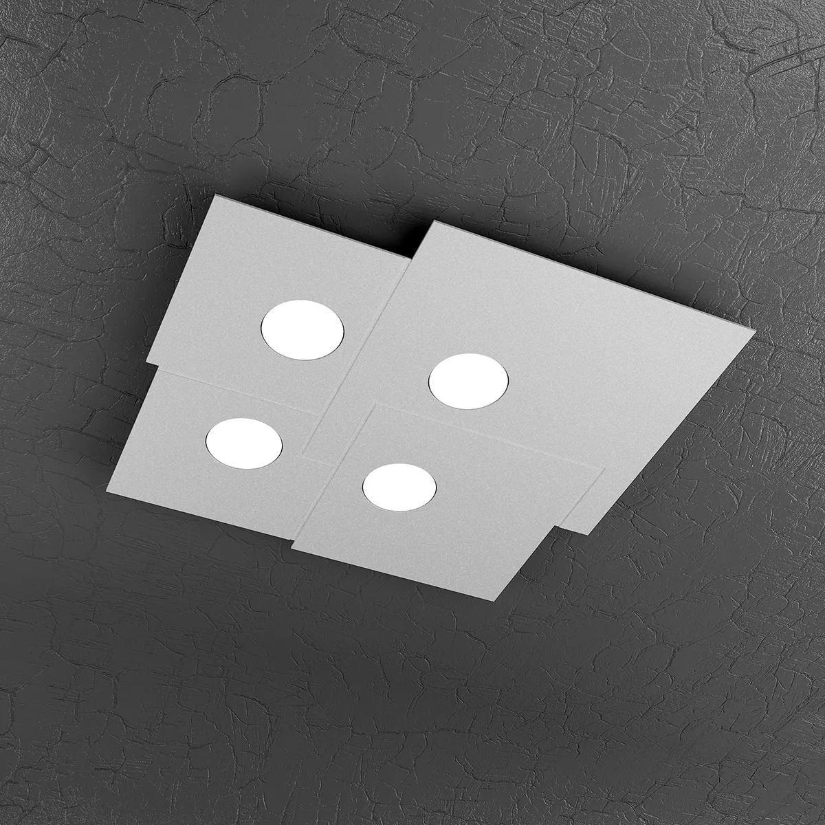 Plafoniera TOP LIGHT – PLATE Metallo Grigio 4 Luci