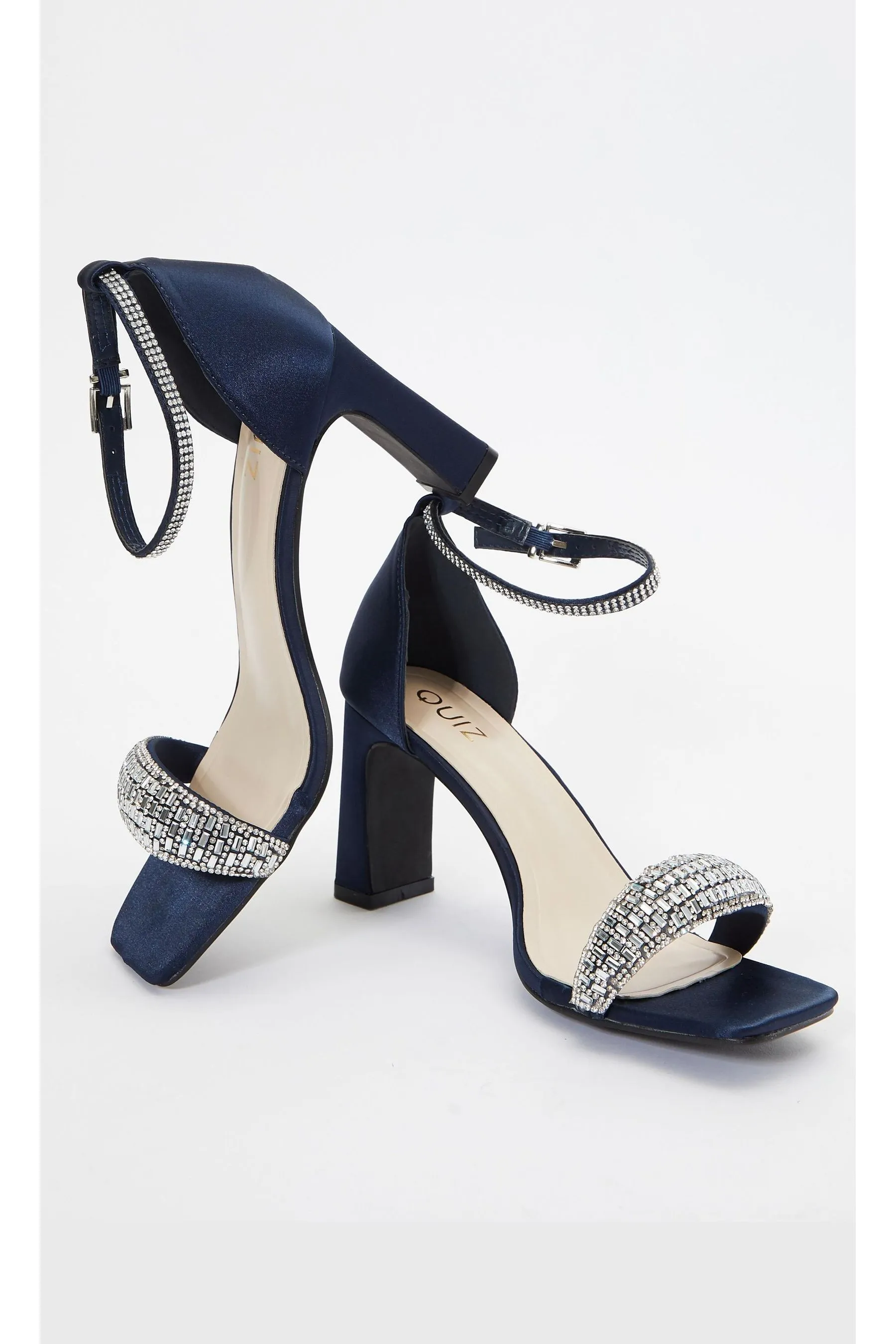 Quiz Satin - Sandali con tacco e cinturino con strass