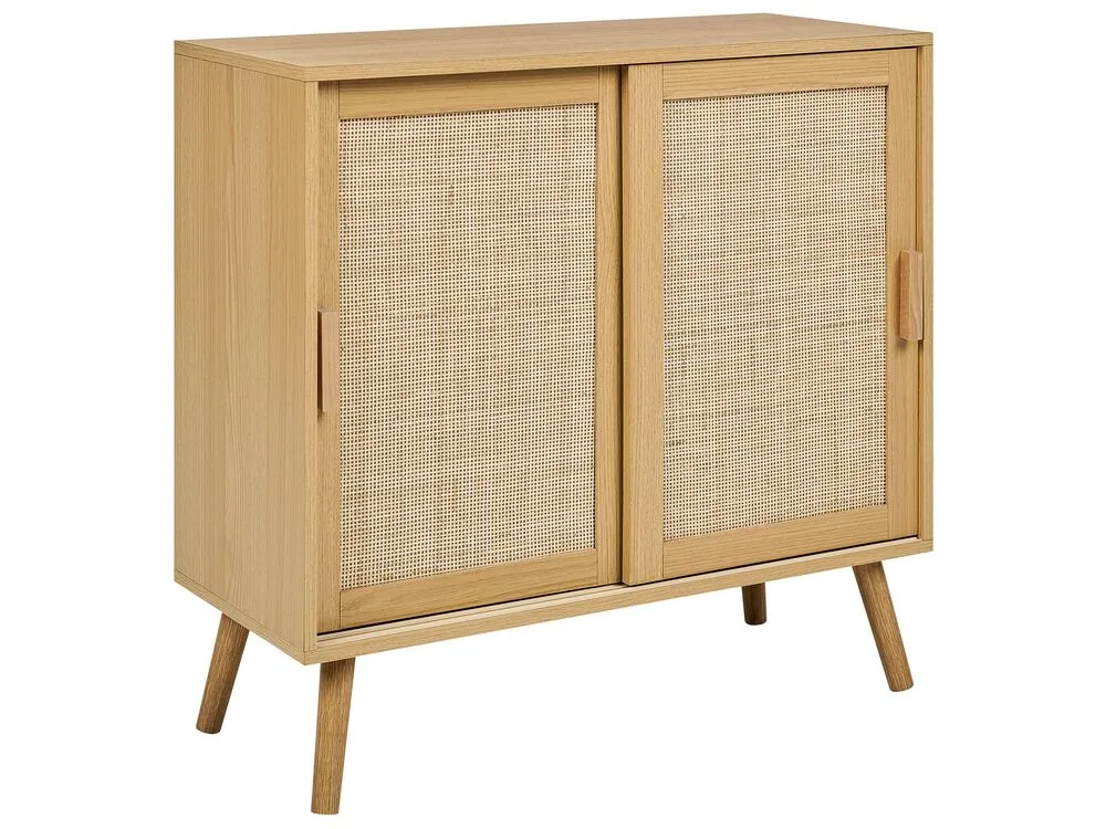 Rattan 2 Door Sideboard Light Wood HODGEN