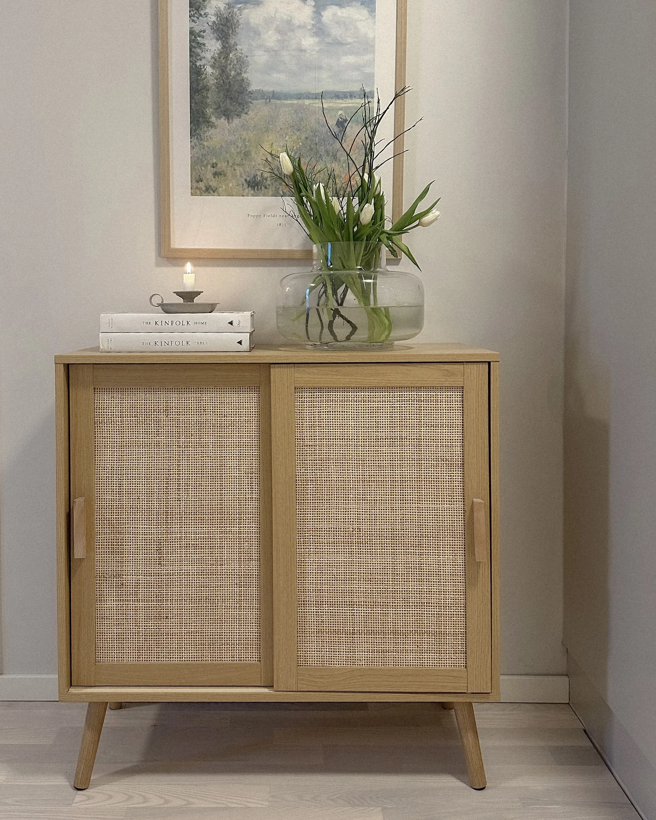 Rattan 2 Door Sideboard Light Wood HODGEN