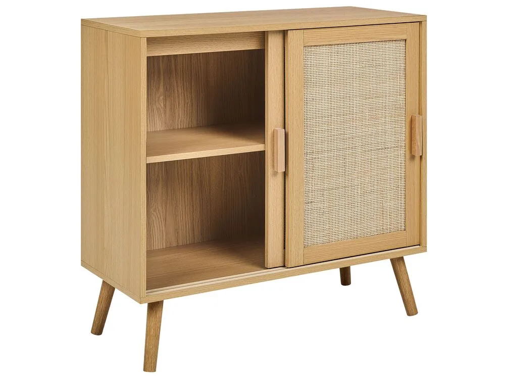 Rattan 2 Door Sideboard Light Wood HODGEN