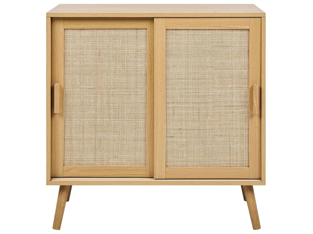 Rattan 2 Door Sideboard Light Wood HODGEN