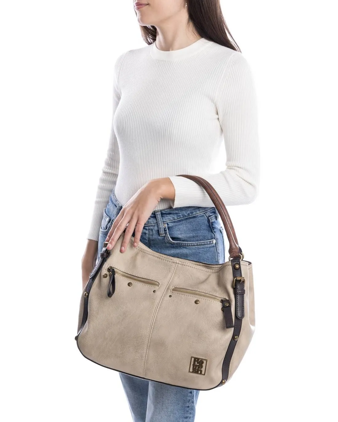 Refresh  Borsa a Spalla da Donna Refresh in Ecopelle Beige 