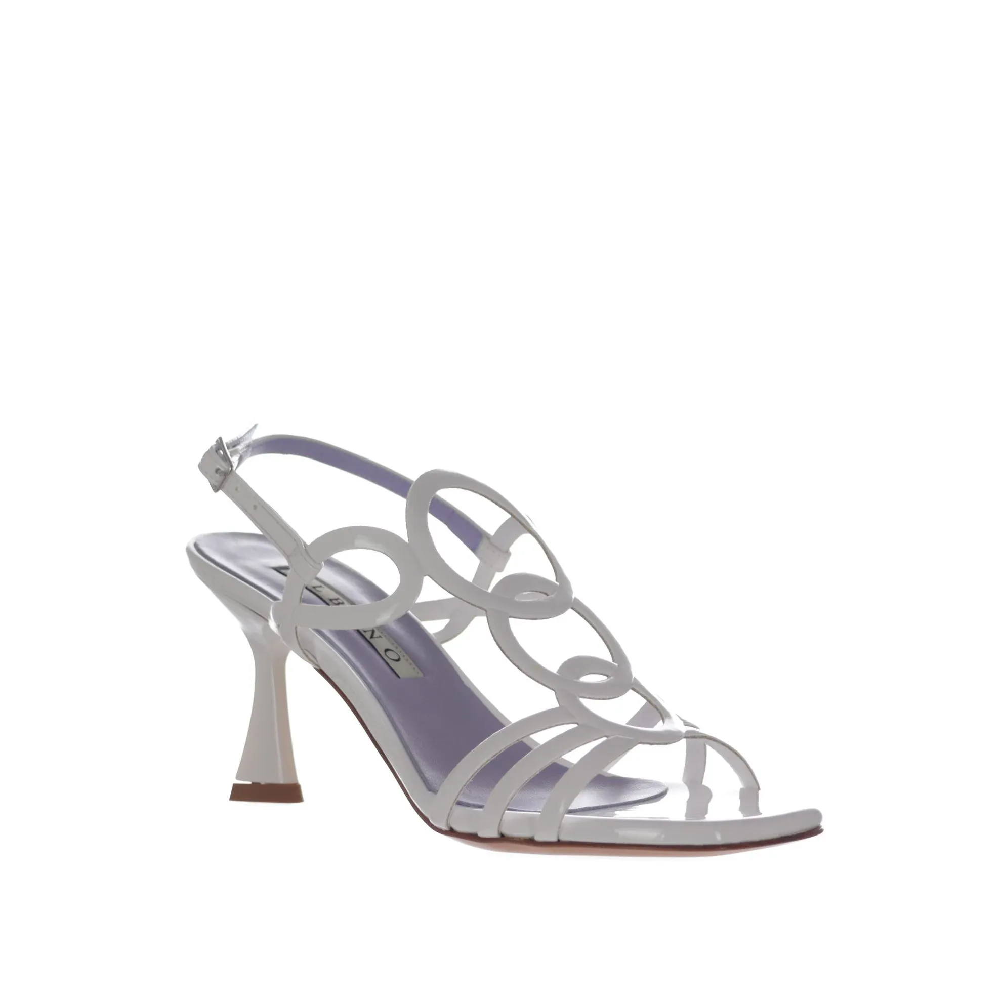 Sandalo in vernice con tacco midi