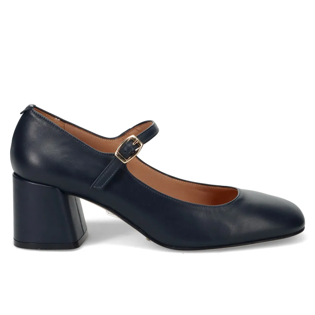 Scarpe Mary Jane Sangiorgio in pelle blu con tacco medio