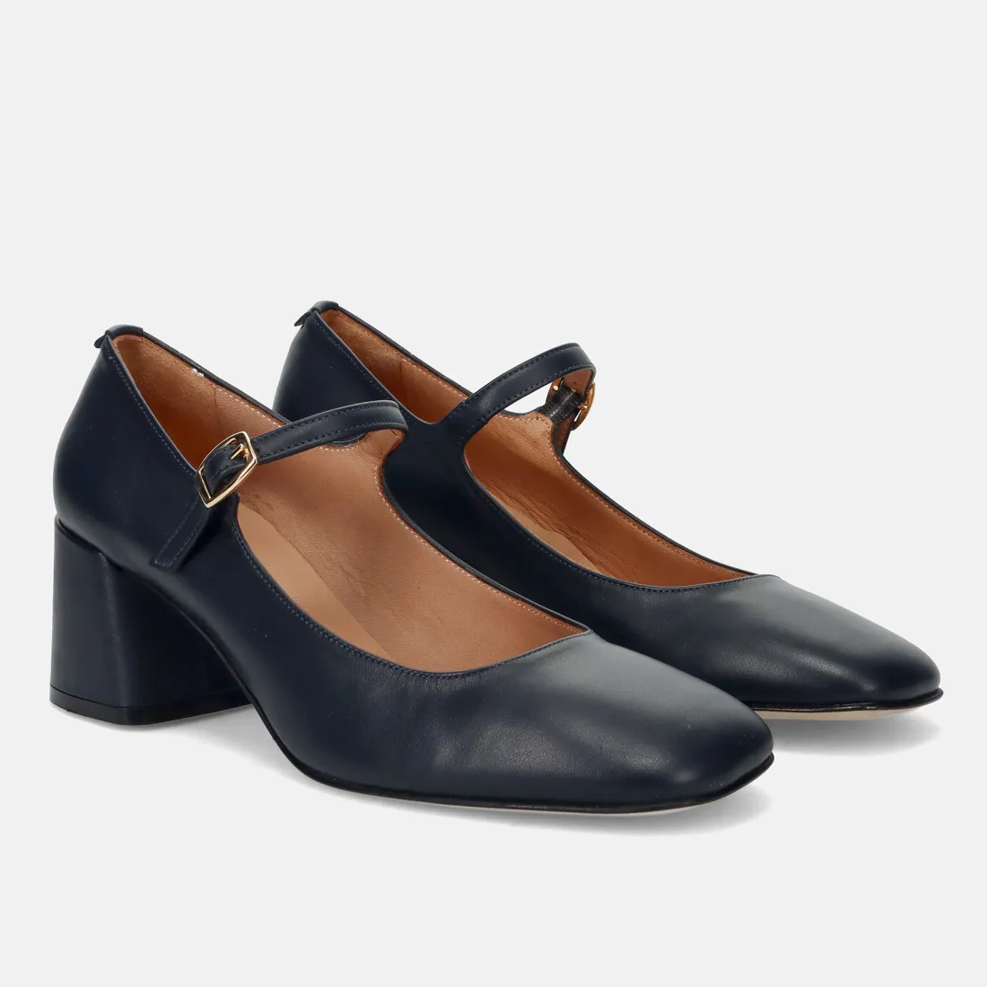 Scarpe Mary Jane Sangiorgio in pelle blu con tacco medio