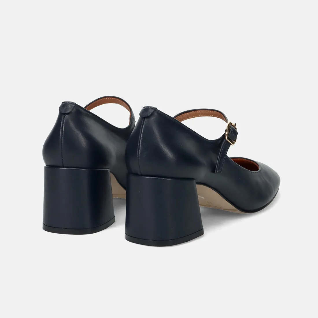Scarpe Mary Jane Sangiorgio in pelle blu con tacco medio