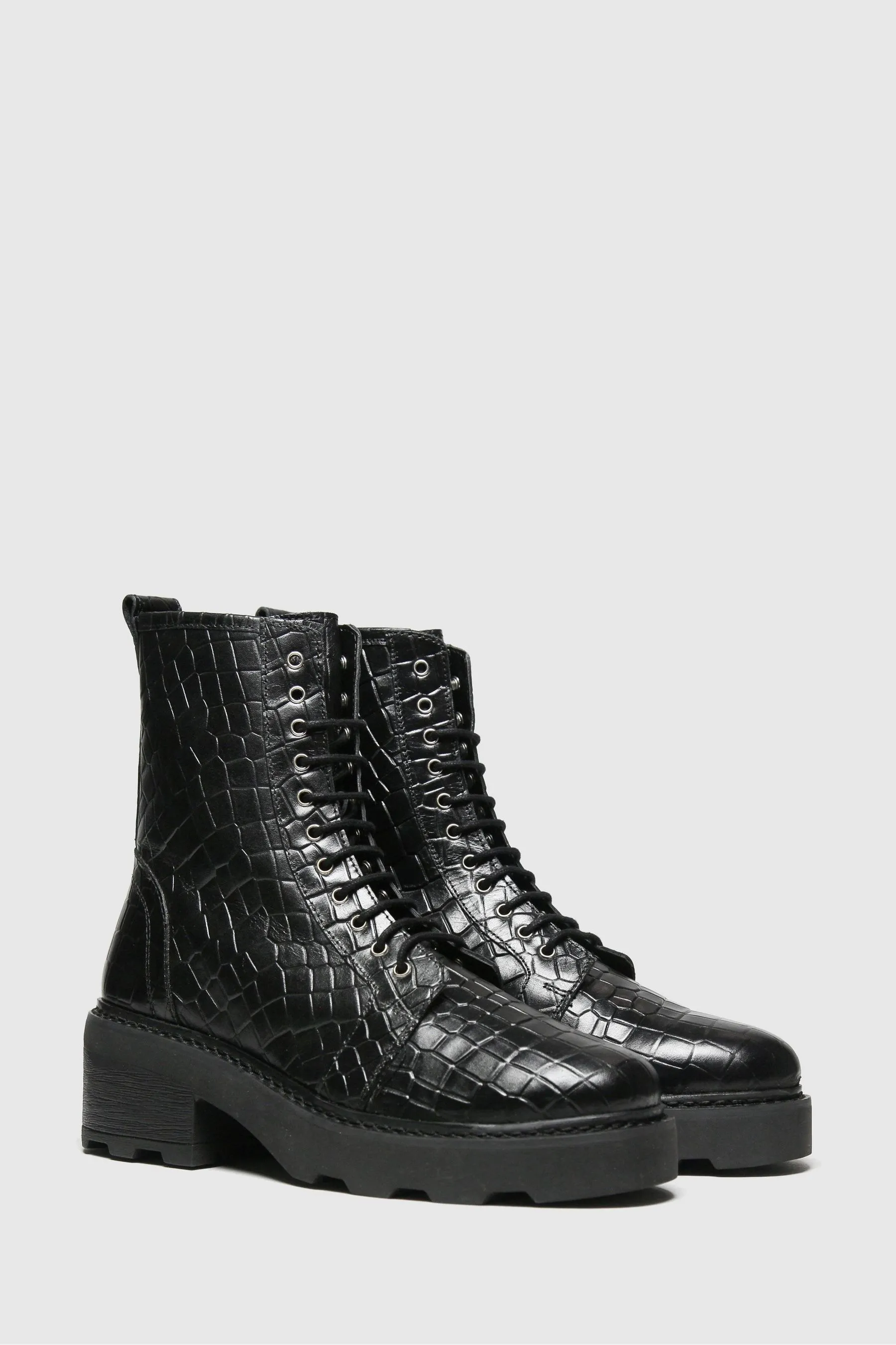 Schuh Nero - Arvid - Pizzo-up in pelle di coccodrillo Stivali