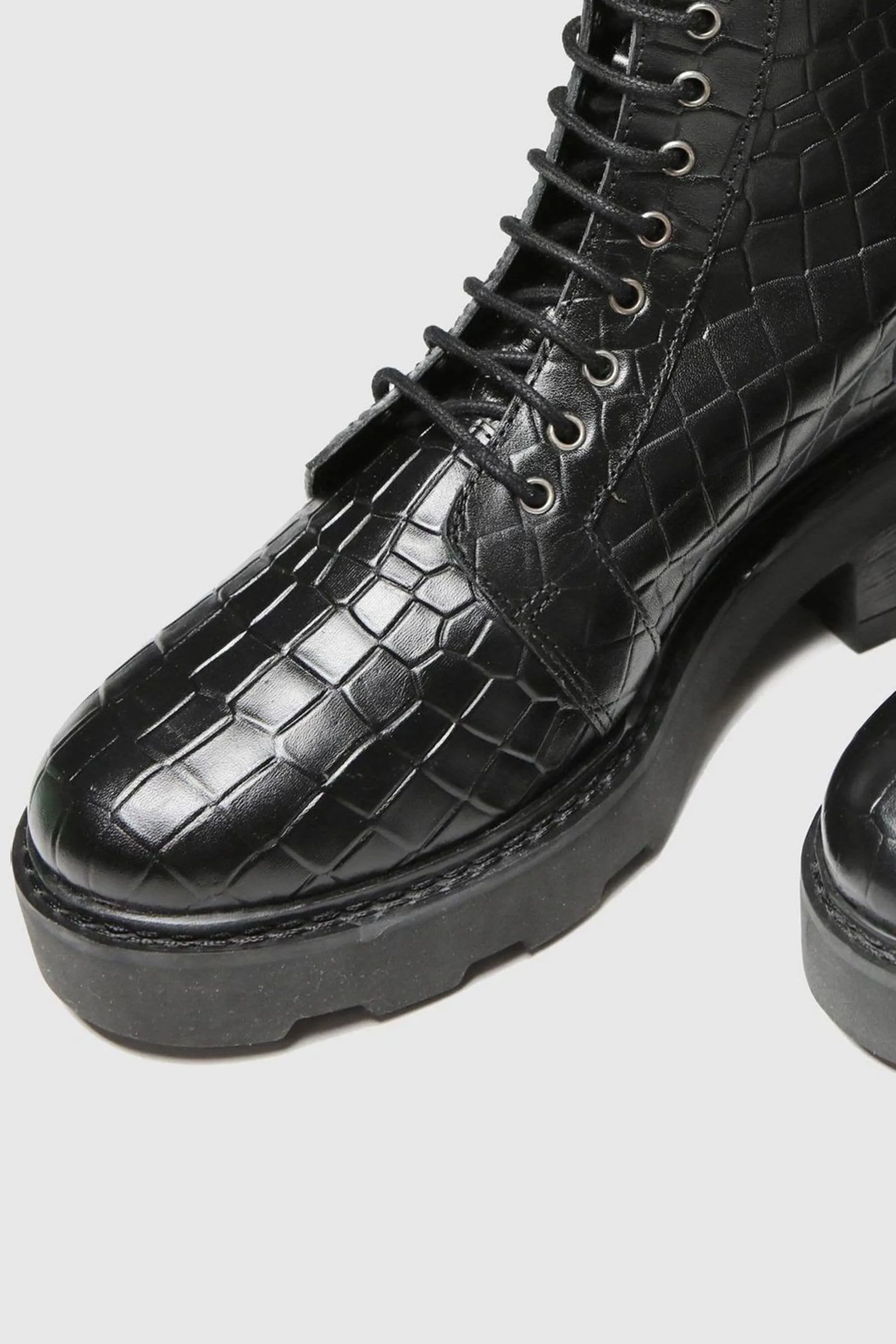 Schuh Nero - Arvid - Pizzo-up in pelle di coccodrillo Stivali