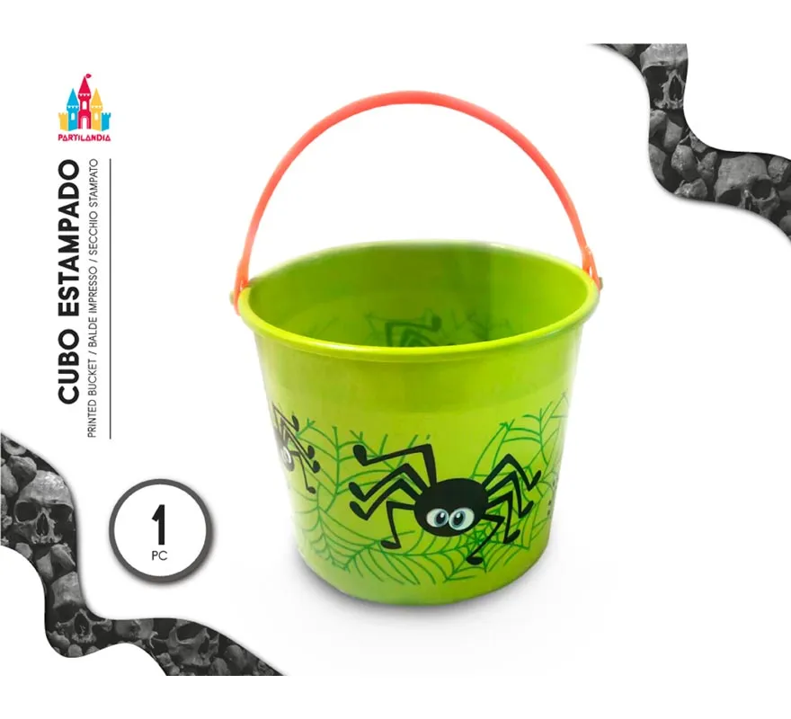 Secchiello con stampa Halloween con zucche in vari colori