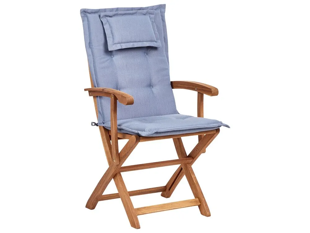 Set da pranzo da giardino 8 posti MAUI II con cuscini Legno d'acacia Blu