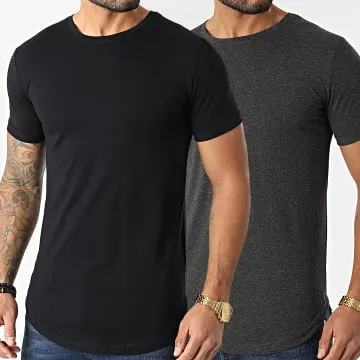 Set di 2 T-shirt oversize 2082 nero e carbone