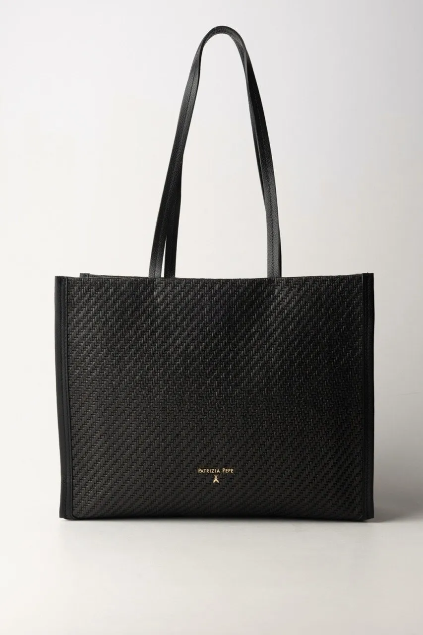 Shopper bag intrecciata Black/Black