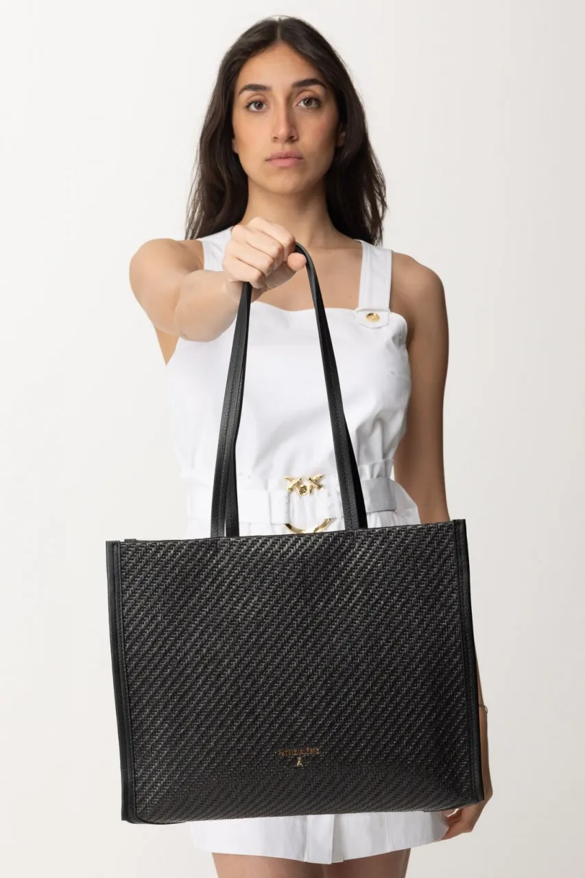 Shopper bag intrecciata Black/Black