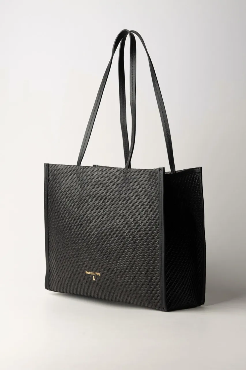 Shopper bag intrecciata Black/Black
