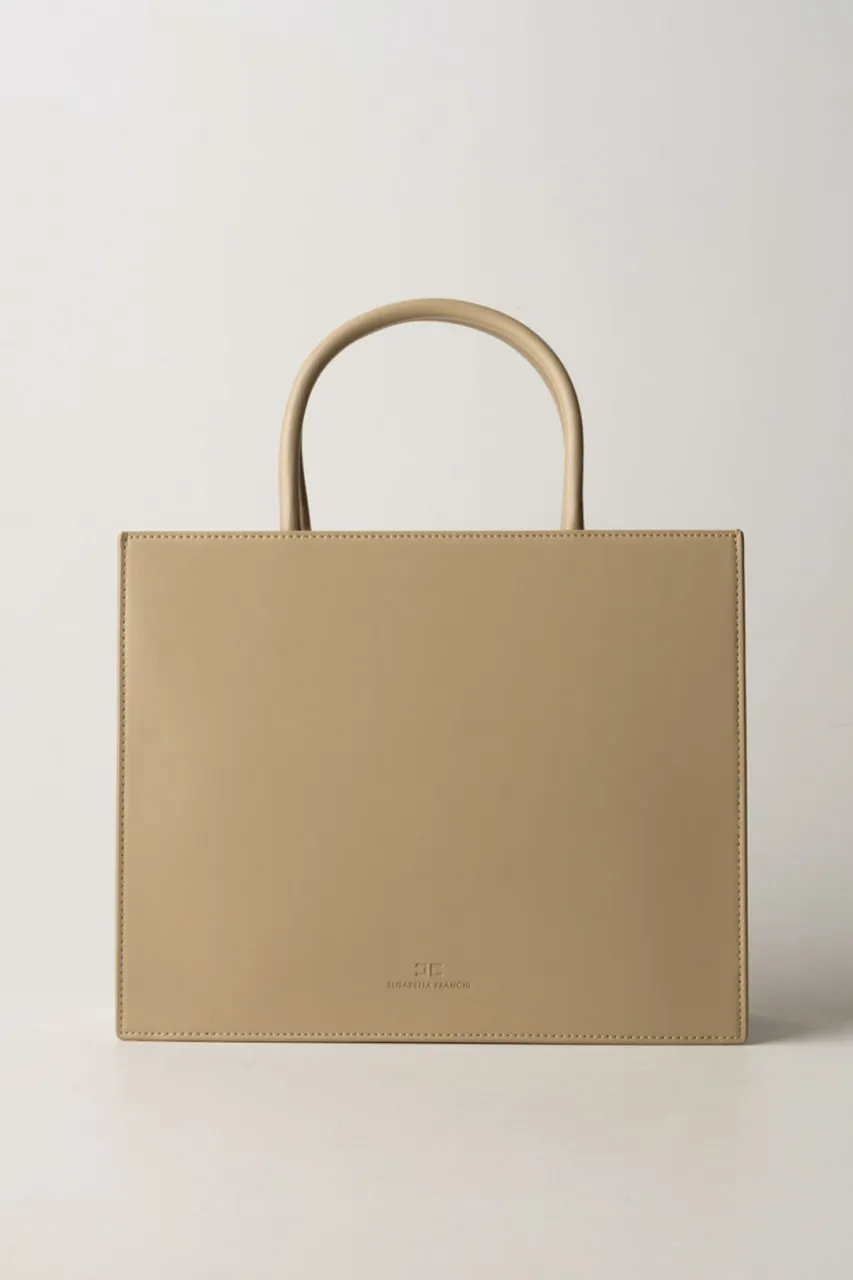 Shopper media con placca logata SABBIA
