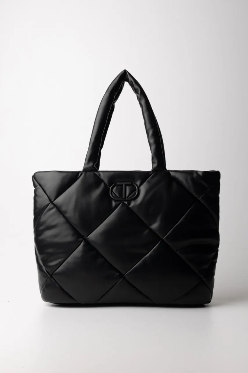 Shopper trapuntata a rombi Nero