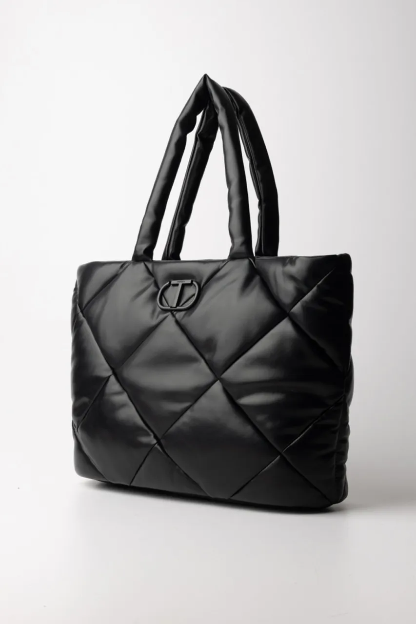 Shopper trapuntata a rombi Nero