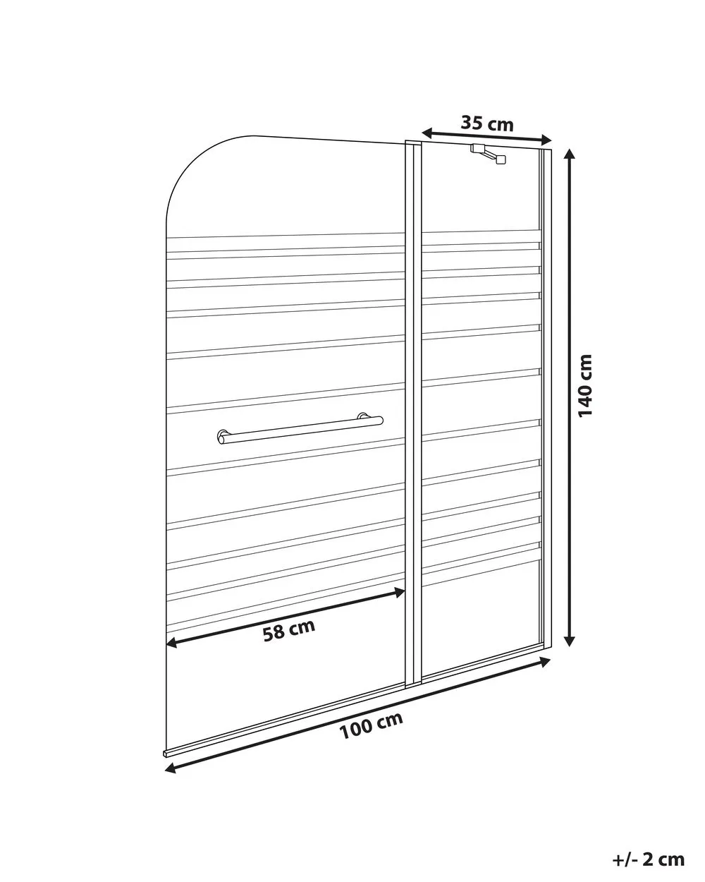 Shower Bath Screen TUAPI 140 x 100 cm Gold