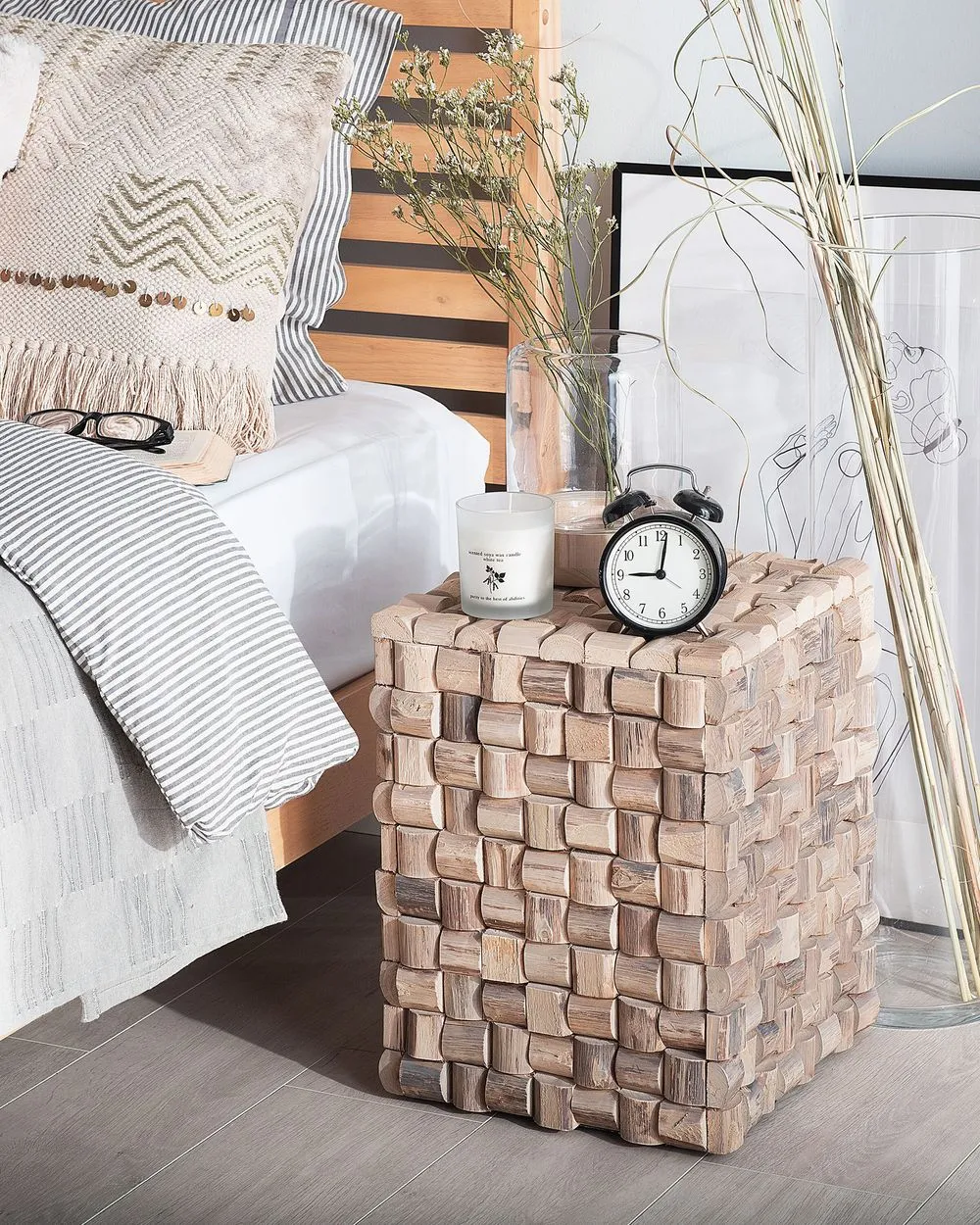 Side Table CAJEME Teak Wood Light Brown