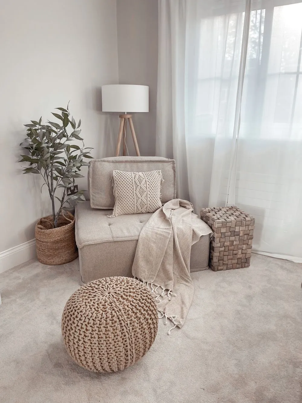 Side Table CAJEME Teak Wood Light Brown