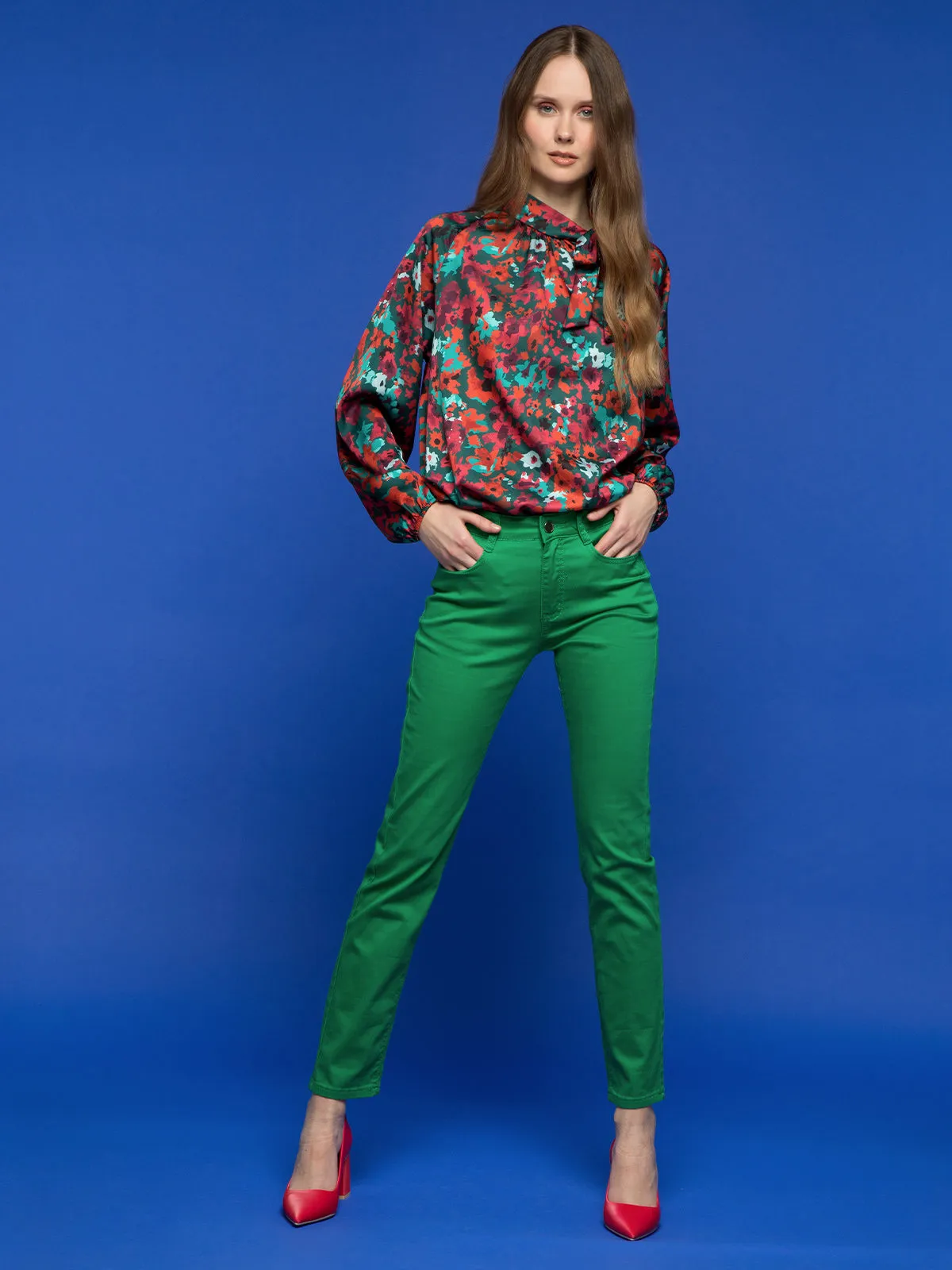 Solada Blouse femme col montant à imprimés