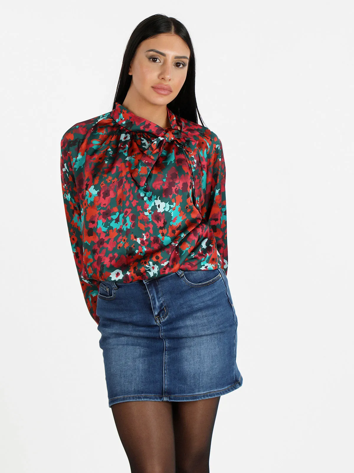 Solada Blouse femme col montant à imprimés