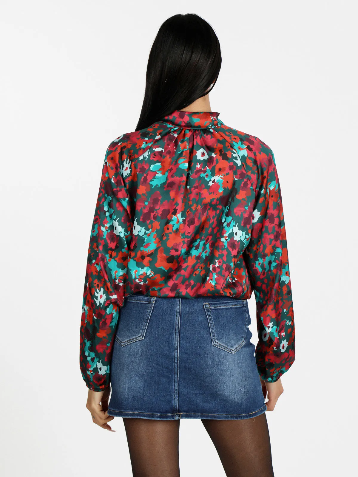 Solada Blouse femme col montant à imprimés