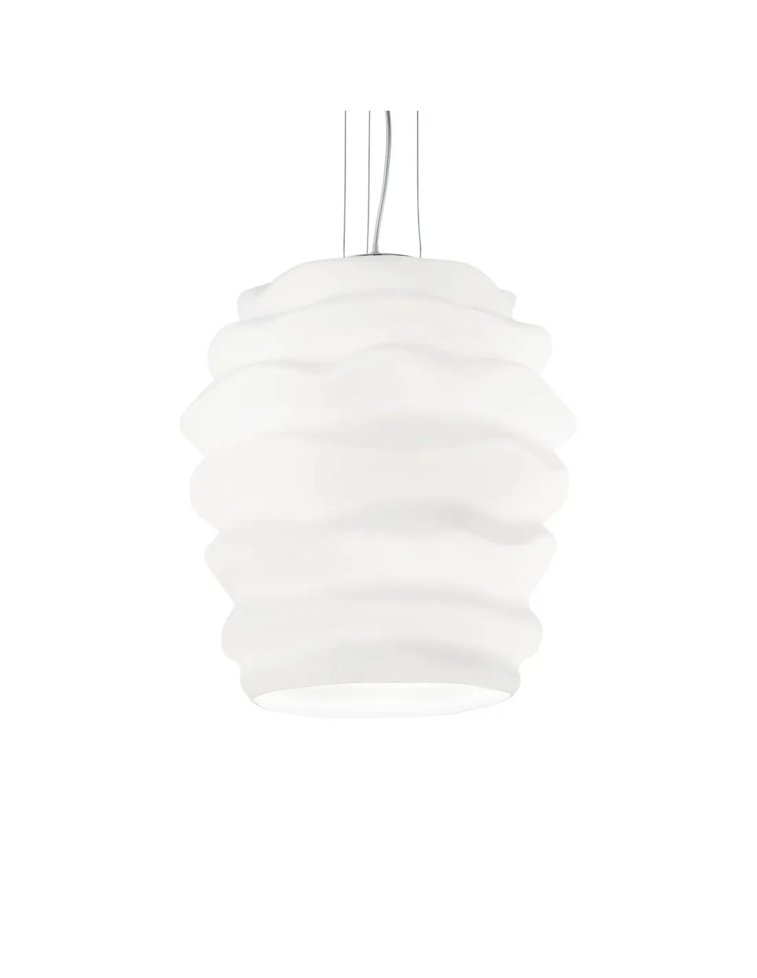 Sospensione Ideal Lux Karma Big con diffusore in vetro bianco soffiato, 1 E27, Struttura in metallo, Diametro 39 cm, Moderna
