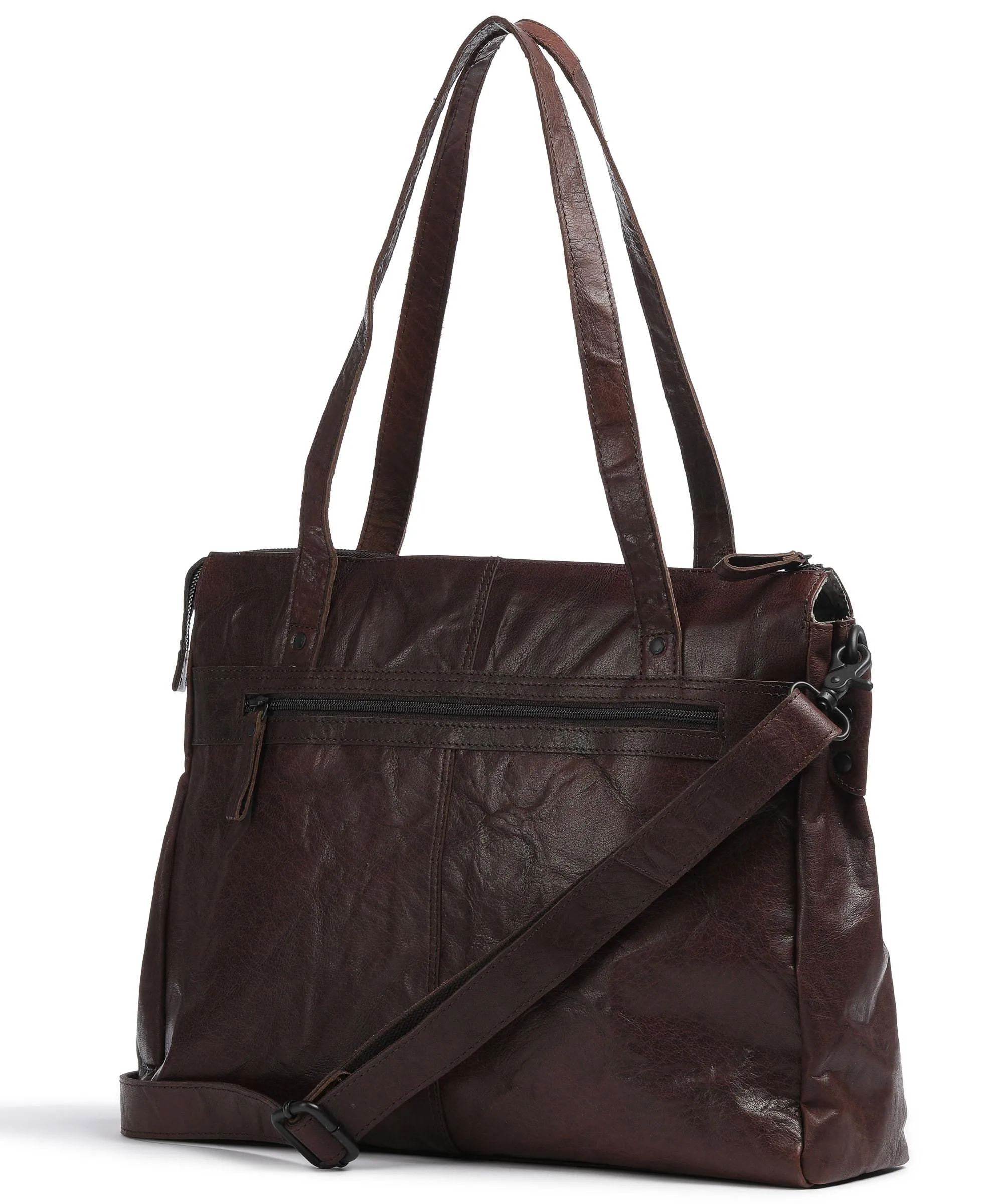  Spikes & Sparrow Bronco Borsa shopper 15″ pelle granulata marrone scuro  