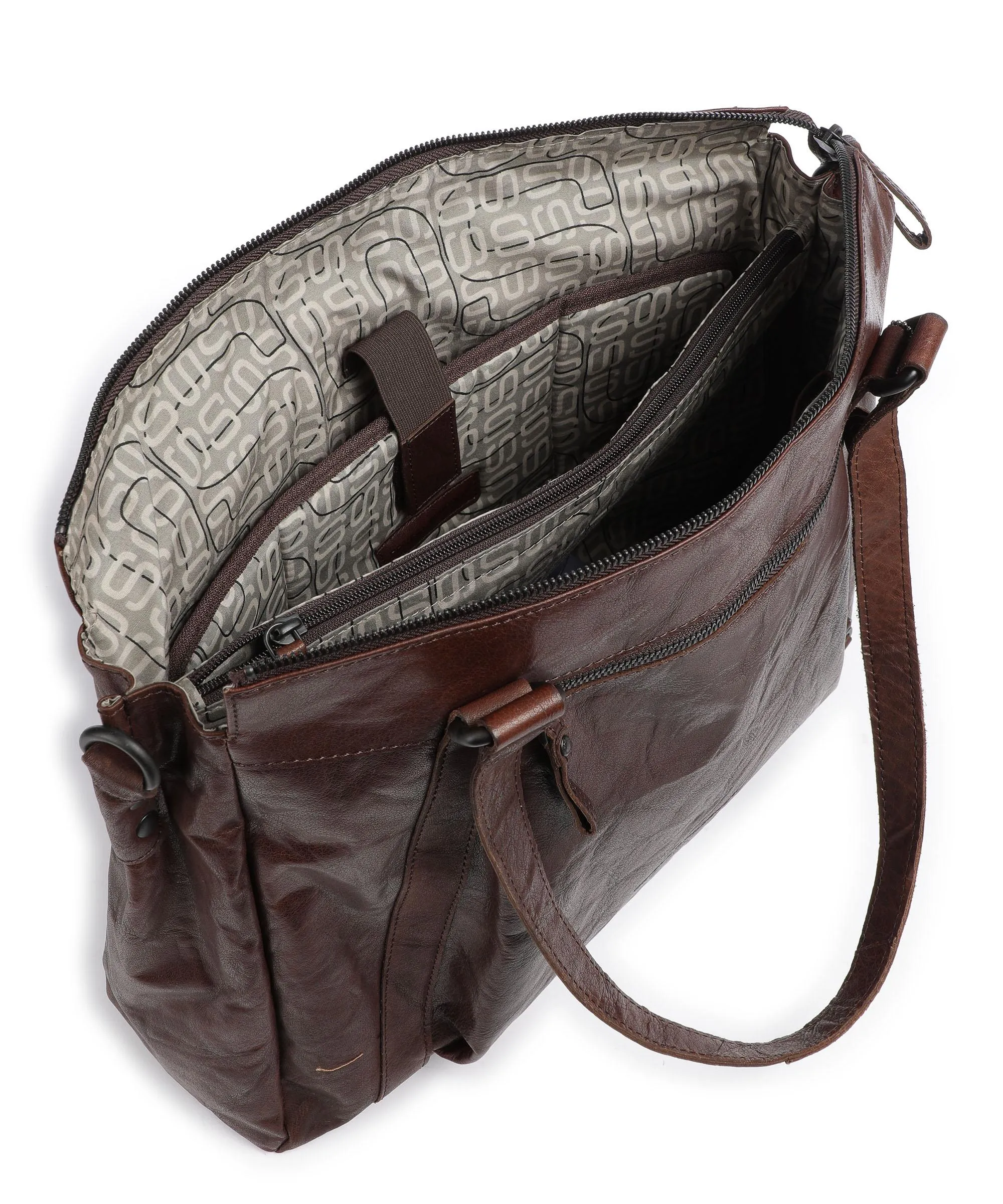  Spikes & Sparrow Bronco Borsa shopper 15″ pelle granulata marrone scuro  