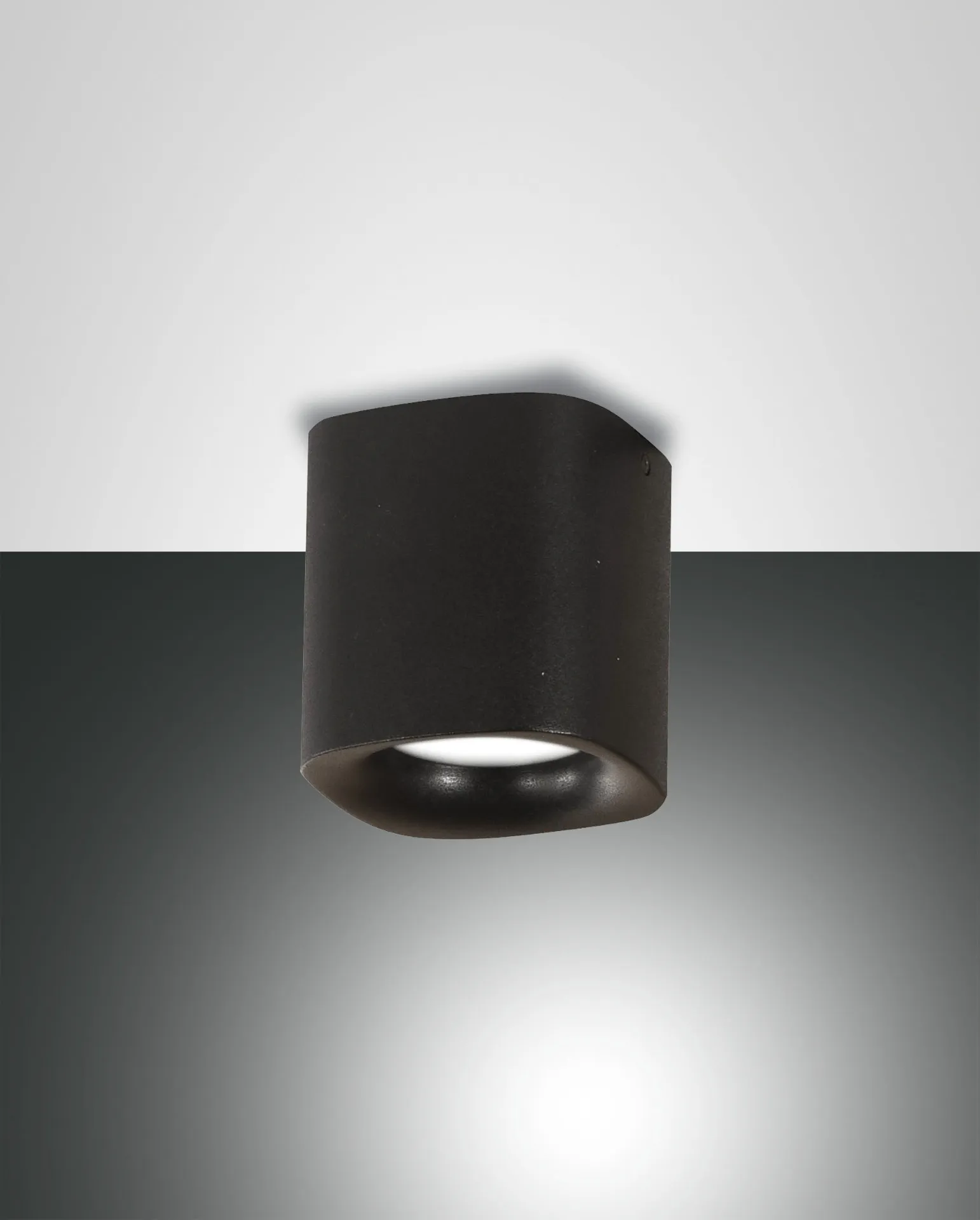 Spot Plafone Cubotto Stondato GU10 Smooth Alluminio Nero IP44 Fabas