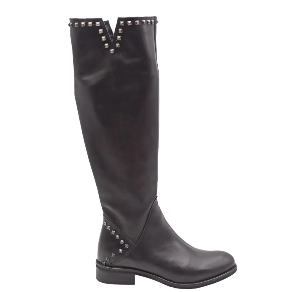 Stivale Donna in pelle borchie 1200 nero