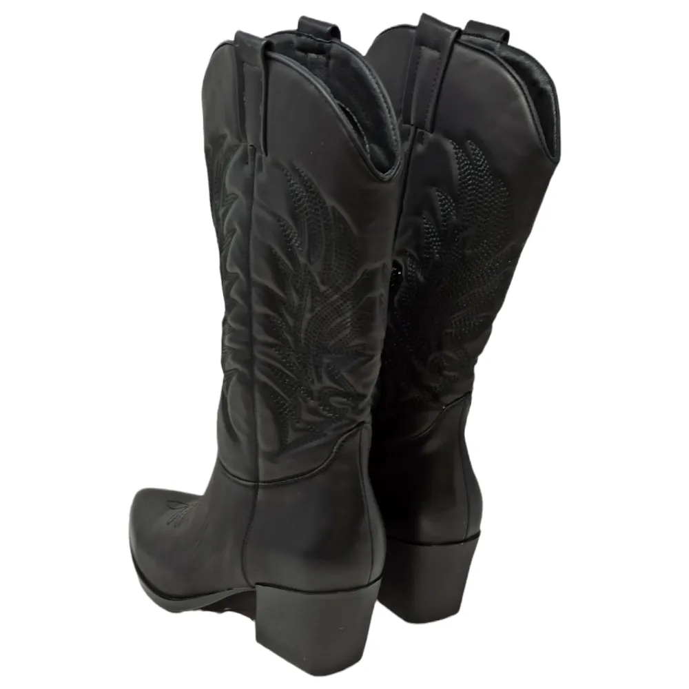 Stivale donna texano ecopelle King of hearts RAMONA black